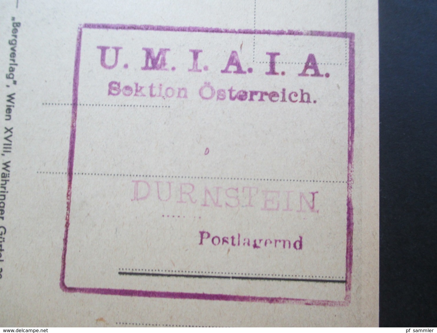 Österreich 1947 Nr. 850 Maximumkarte Dürnstein Wachau U.M.I.A.I.A. Sektion Österreich Durnstein Postlagernd Bergverlag - Briefe U. Dokumente