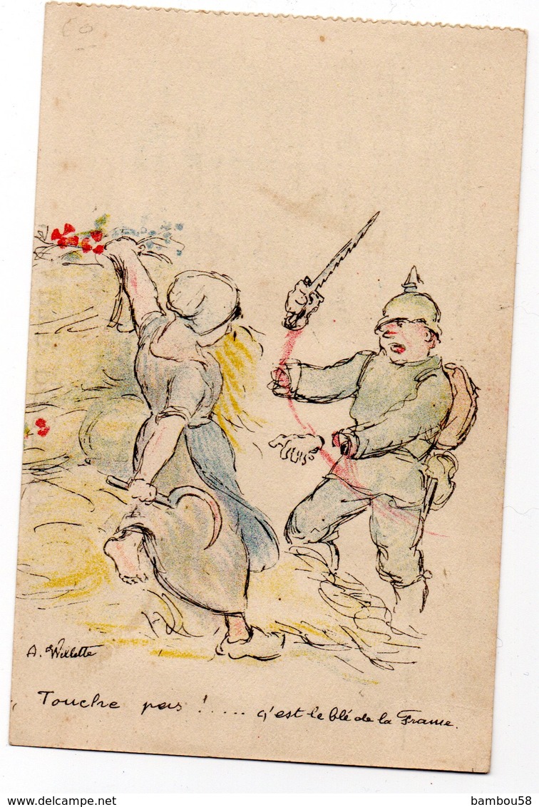 OEUVRES DE GUERRE SEINE & MARNE * LOTERIE GROS LOTS * ILLUSTRATEUR A. WILLETTE * CASQUE A POINTE * - Guerra 1914-18