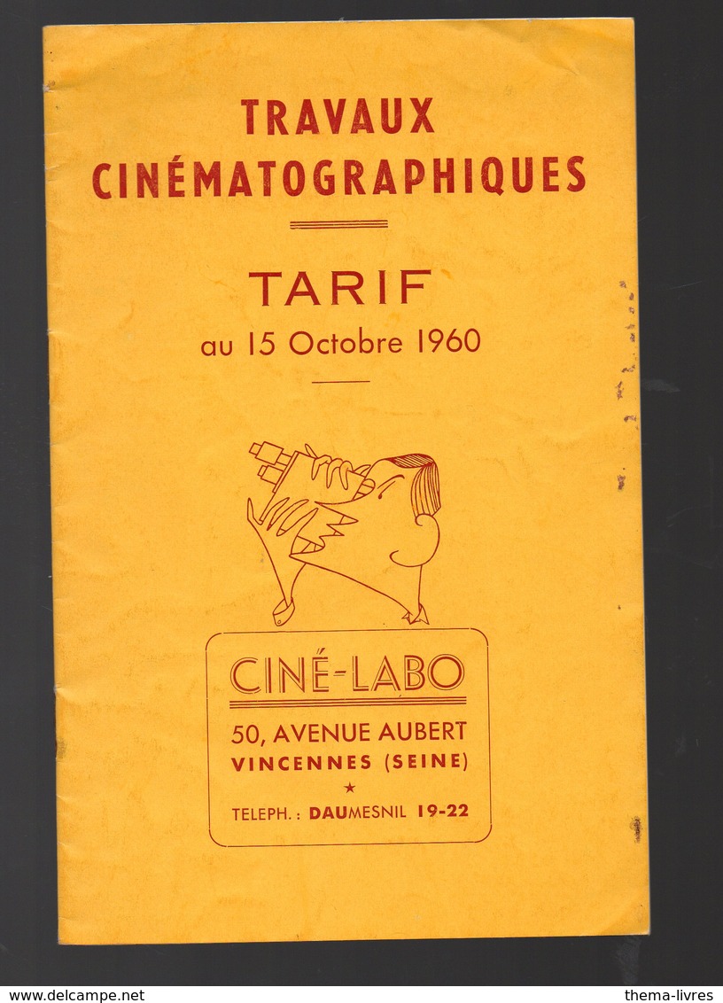 Vincennes (92 Hauts De Seine) Tarif Des Travaux Cnématographiques  CINE LABO 1960  (PPP10973) - Publicités