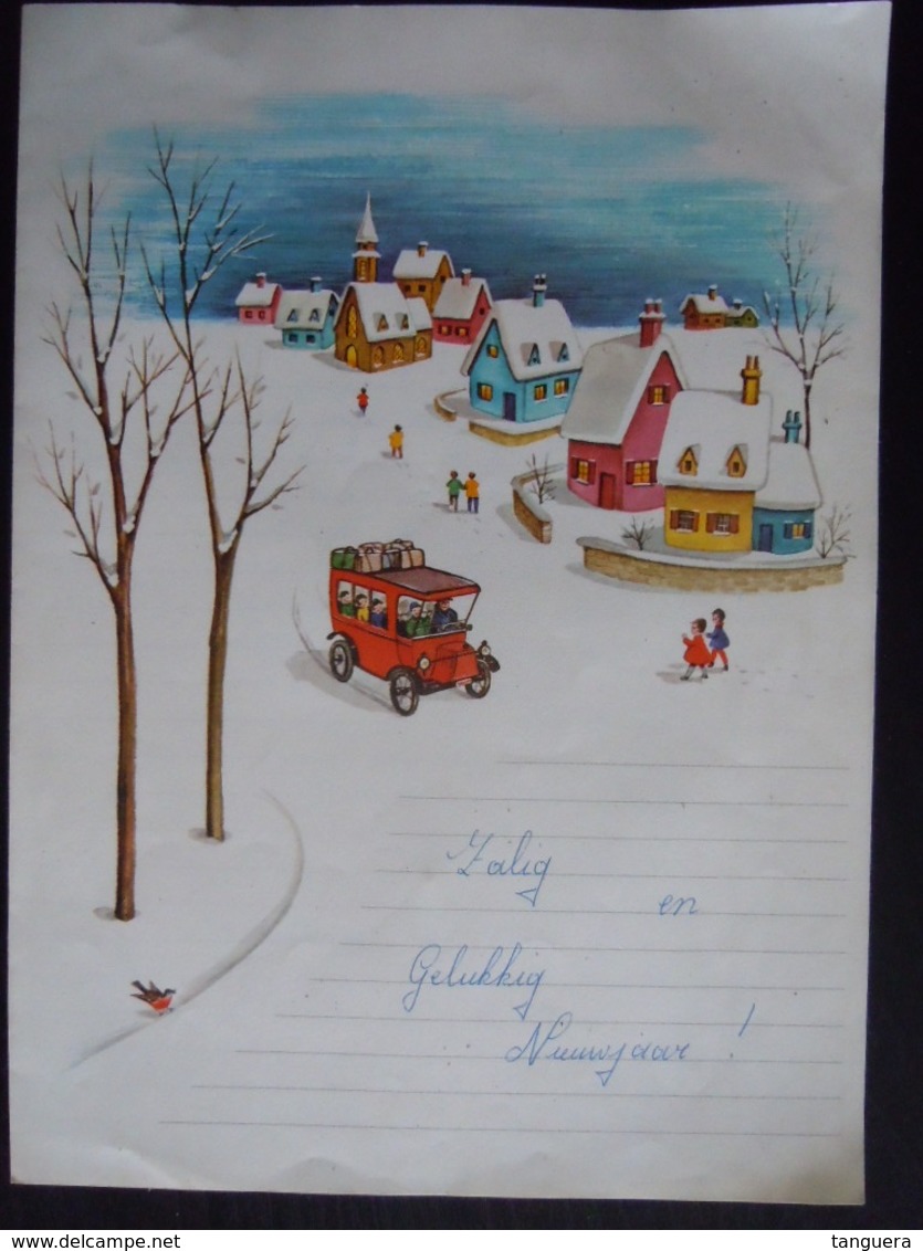 Nieuwjaarsbrief Lettre De Nouvel An 1966 Illustratie Winterlandschap Auto - Autres & Non Classés