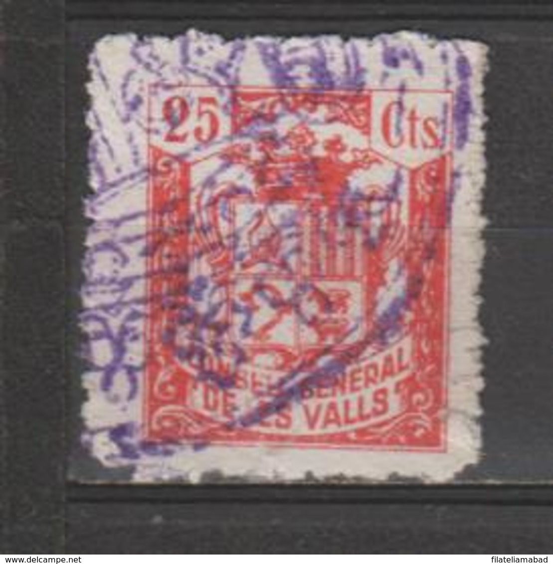 ANDORRA CONSELL GENERAL DE LES VALLS  DE  25 Cts. USADO CALIDAD DE SU EPOCA  (S.2) - Used Stamps