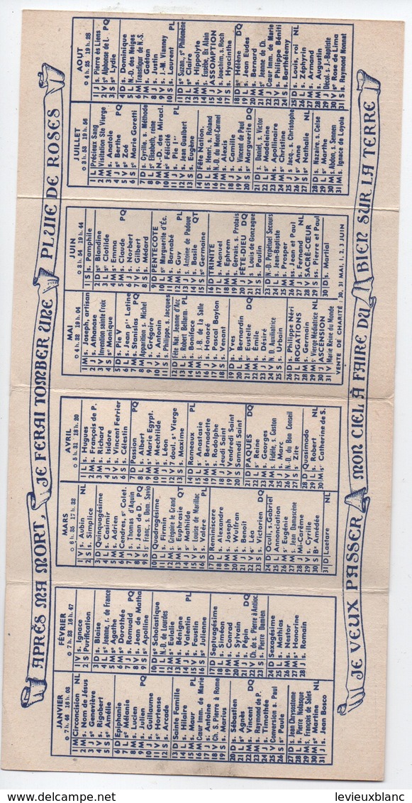 Petit Calendrier  De Poche/4 Volets Accordéon/Sainte Thérèse De L'Enfant Jésus/Orphelins Apprentis Auteui/ 1957   CAL440 - Autres & Non Classés