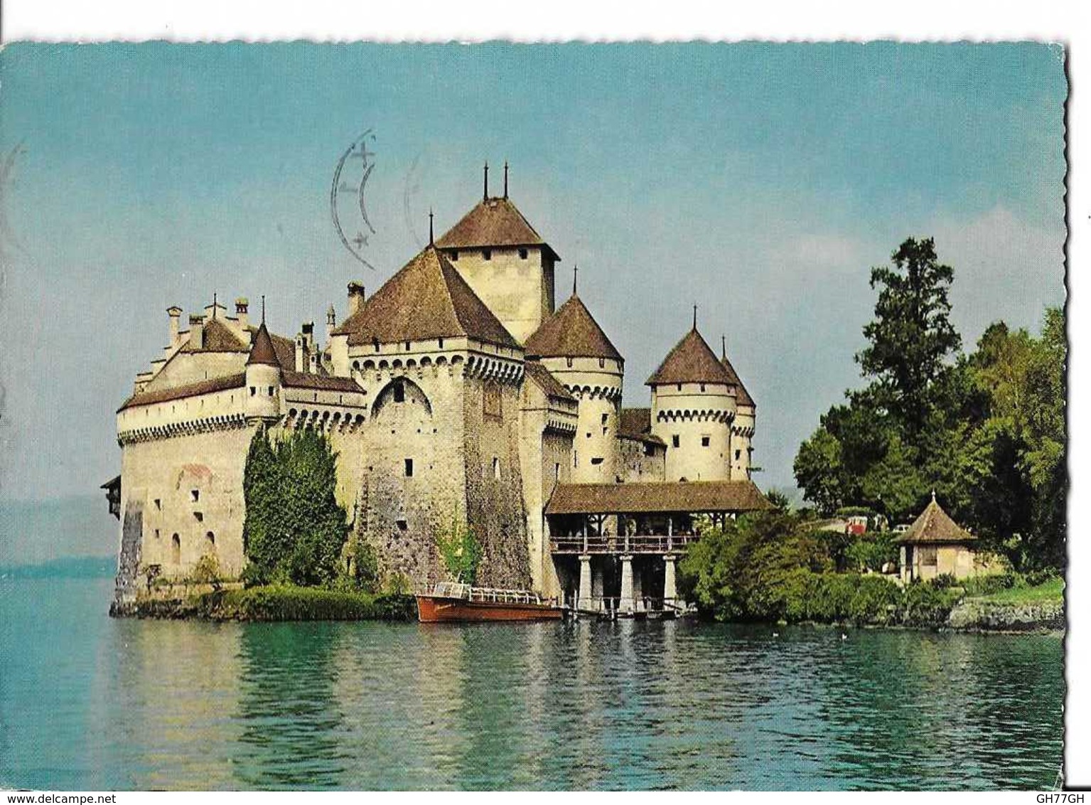 CPA MONTREUX -château De Chillon -tampon Camping Les Grangettes - Montreux