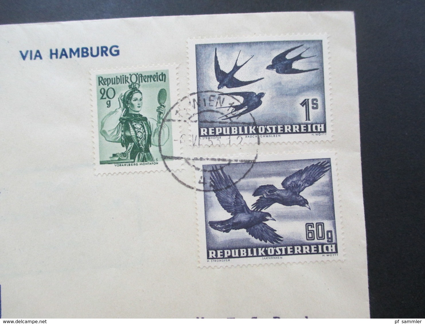 Österreich 1955 Vögel Nr. 955 U. 984 Flugpost Wien Via Hamburg - New York Lufthansa Eröffnungsflug Air Mail Field PTS - Briefe U. Dokumente