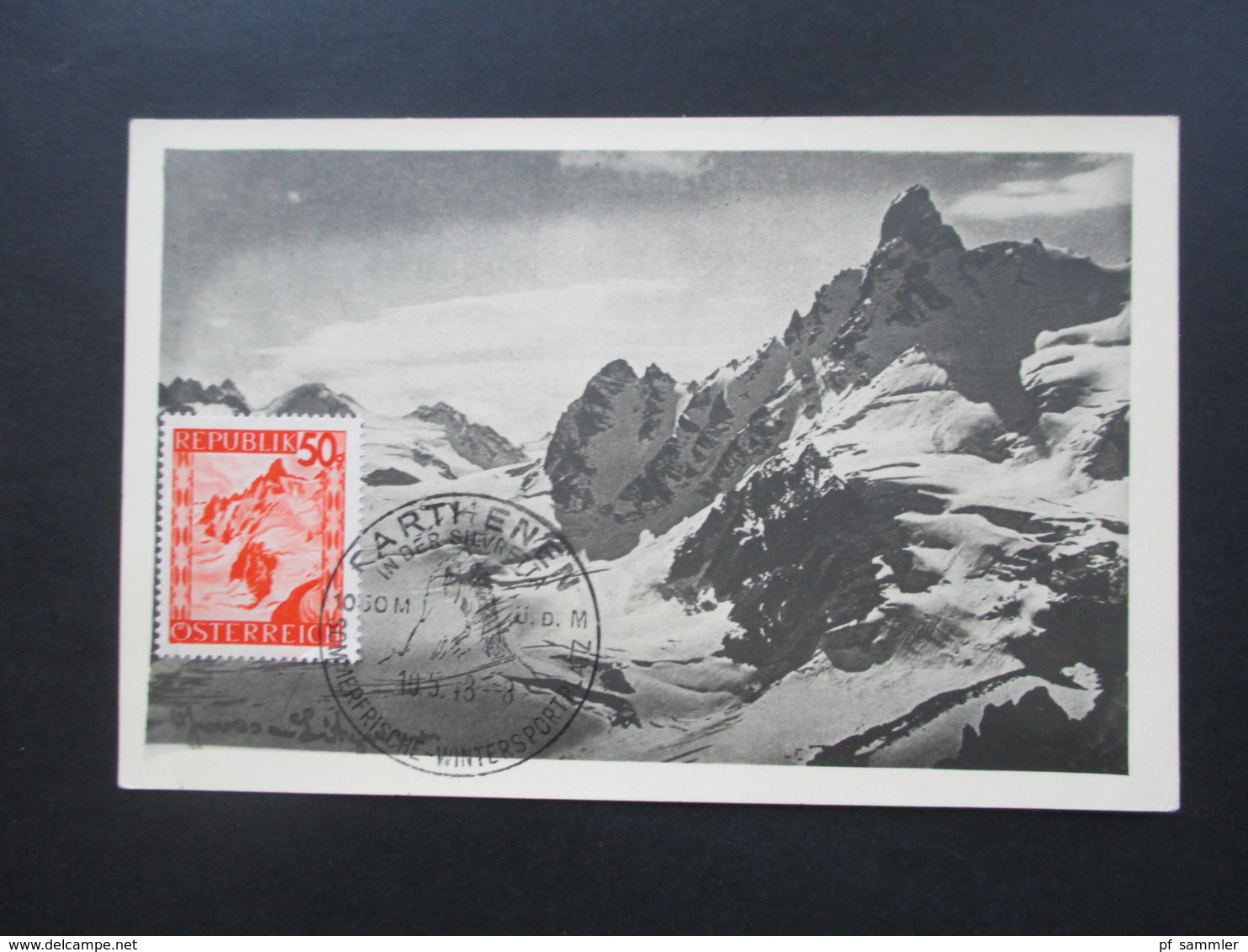 Österreich 1948 Landschaften Nr. 845 Maximumkarte Mit SST Parthenen In Der Silvretta Wintersportplatz - Briefe U. Dokumente