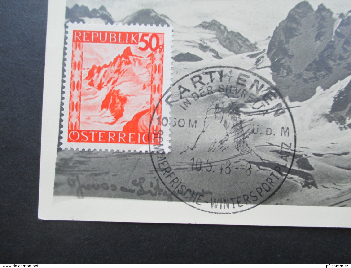 Österreich 1948 Landschaften Nr. 845 Maximumkarte Mit SST Parthenen In Der Silvretta Wintersportplatz - Briefe U. Dokumente