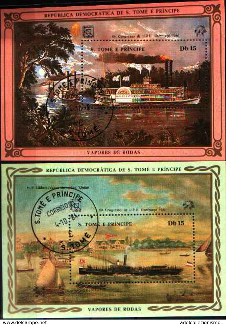 5518bis ) NAVI - SHIPS S. TOME' E PRINCIPE 1984 UPU Congress Block-2 BF  -USATI - Marittimi