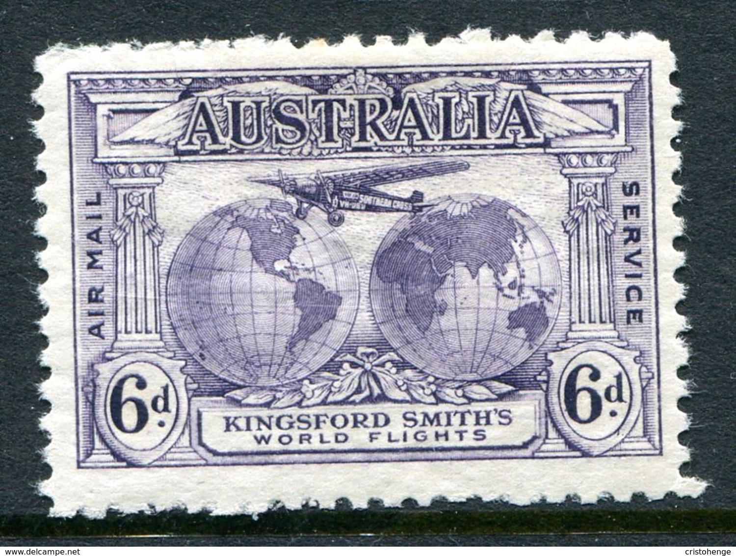 Australia 1931 Kingsford Smith's Flights - 6d Violet HM (SG 123) - Mint Stamps