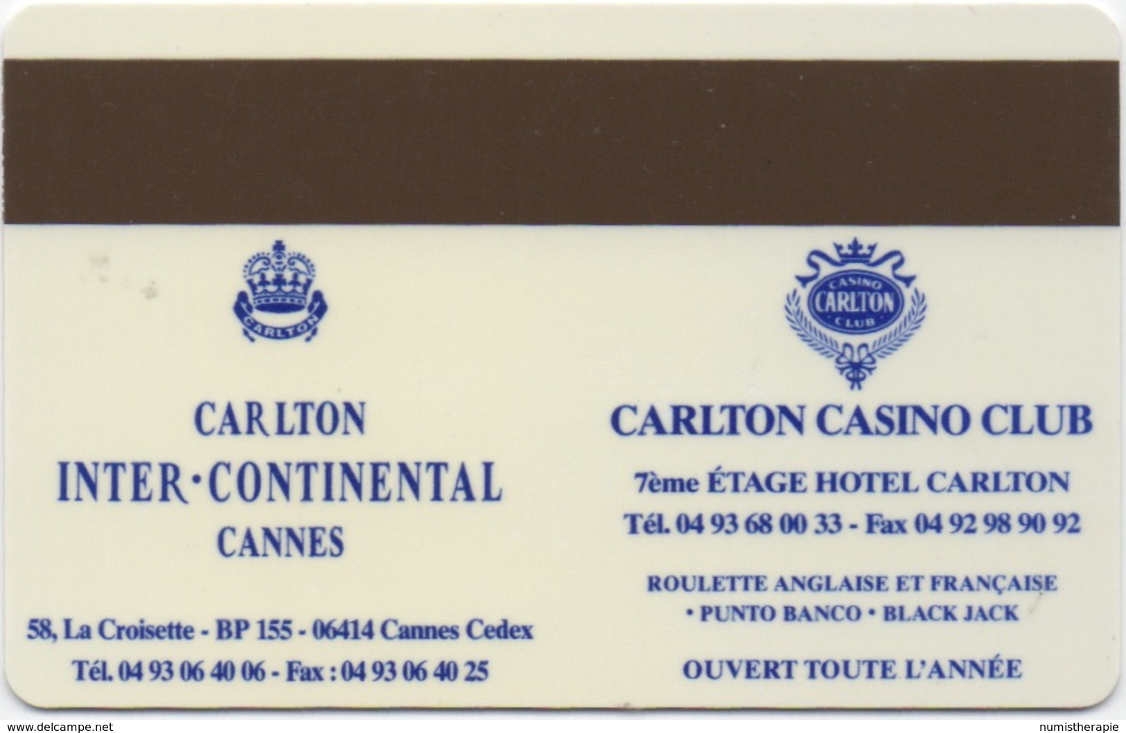 Carte Clé Hôtel Avec Casino Adjoint : Carlton Intercontinental Cannes : Film Stuart Little - Cartes D'hotel