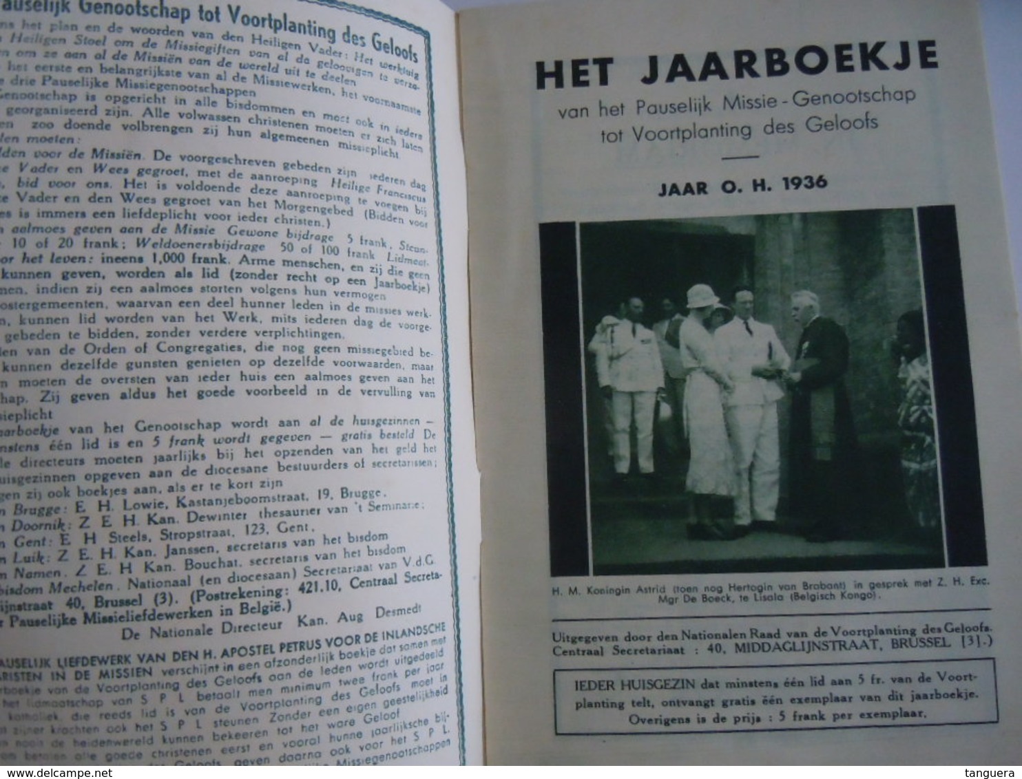 1936 Jaarboekje Van De Voortplanting Des Geloofs Boekje Over De Missies 50 Pag Form 13 X 19 Cm Tekening E. Thysebaert - Other & Unclassified