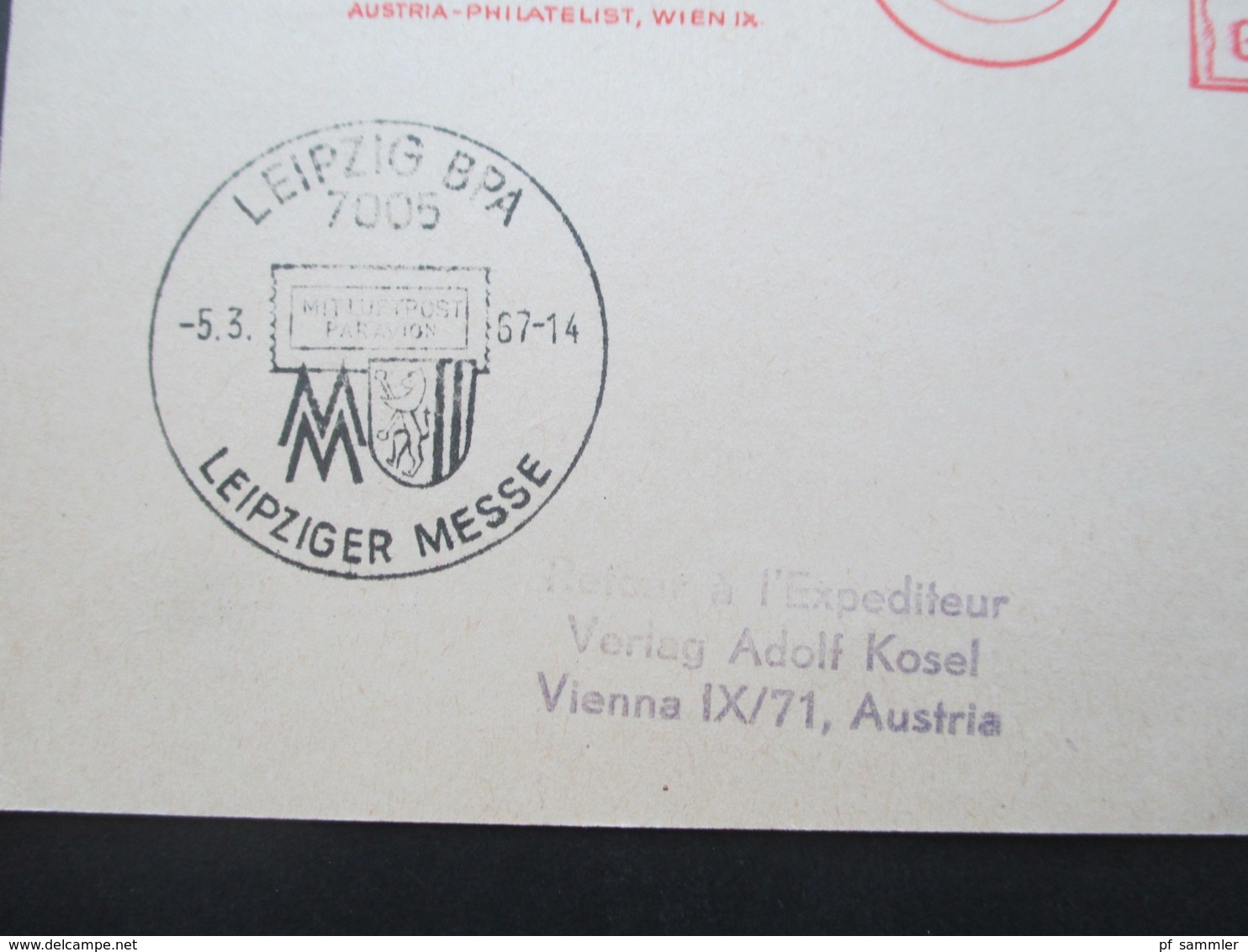 Österreich 1967 Messe Sonderflugverkehr AUA Wien - Leipzig Erstmals Mit Caravelle Freistempel AUA Erstflug - Briefe U. Dokumente