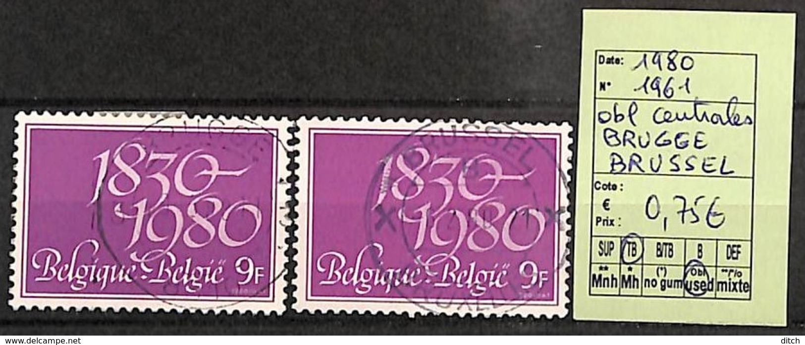 D - [823926]TB//O/Used-Belgique 1980 - N° 1961, Brugge / Brussel, Obl Centrale - Used Stamps