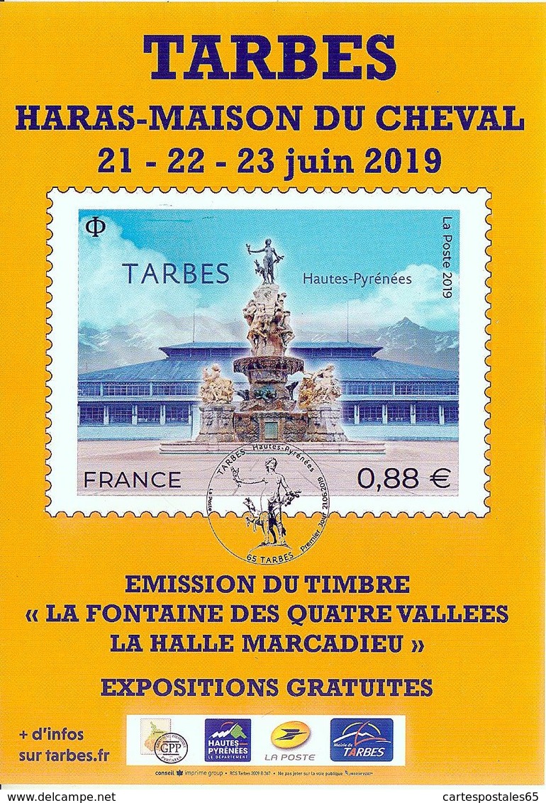 Tarbes La Fontaine Des 4 Vallées La Halle Marcadieu  Enveloppe Timbrée 1er Jour - Collections