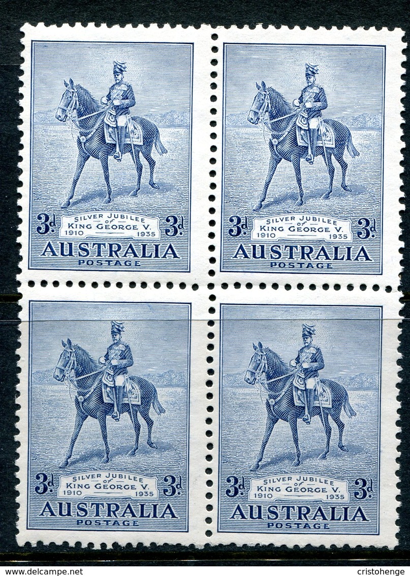 Australia 1935 KGV Silver Jubilee - 3d Blue Block Of 4 MNH (SG 157) - Mint Stamps