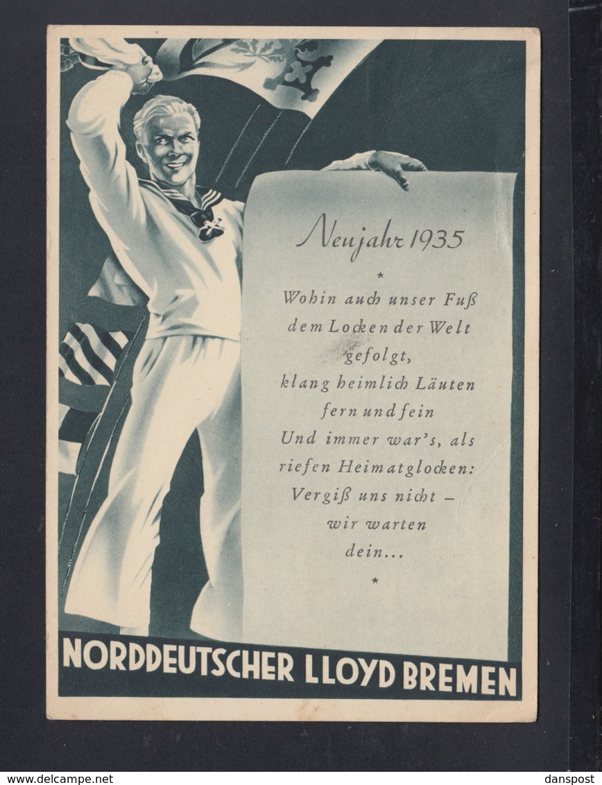 Norddeutscher Lloyd Bremen PK Neujahr 1935 - Steamers
