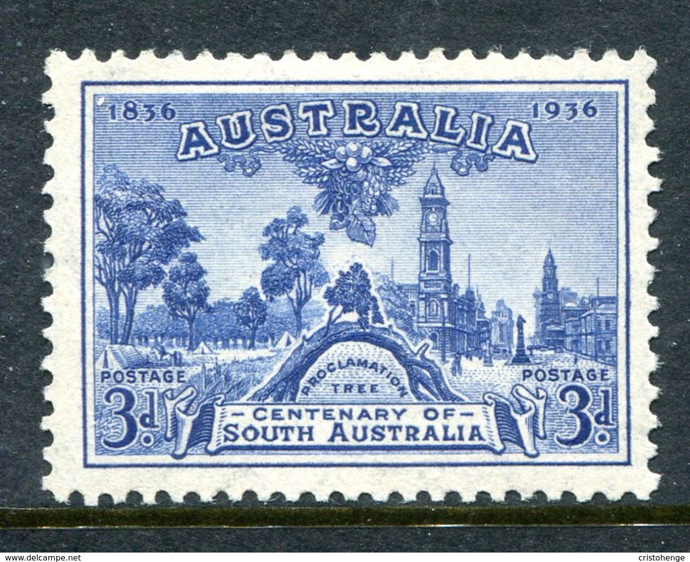 Australia 1936 Centenary Of South Australia - 3d Blue HM (SG 162) - Ongebruikt