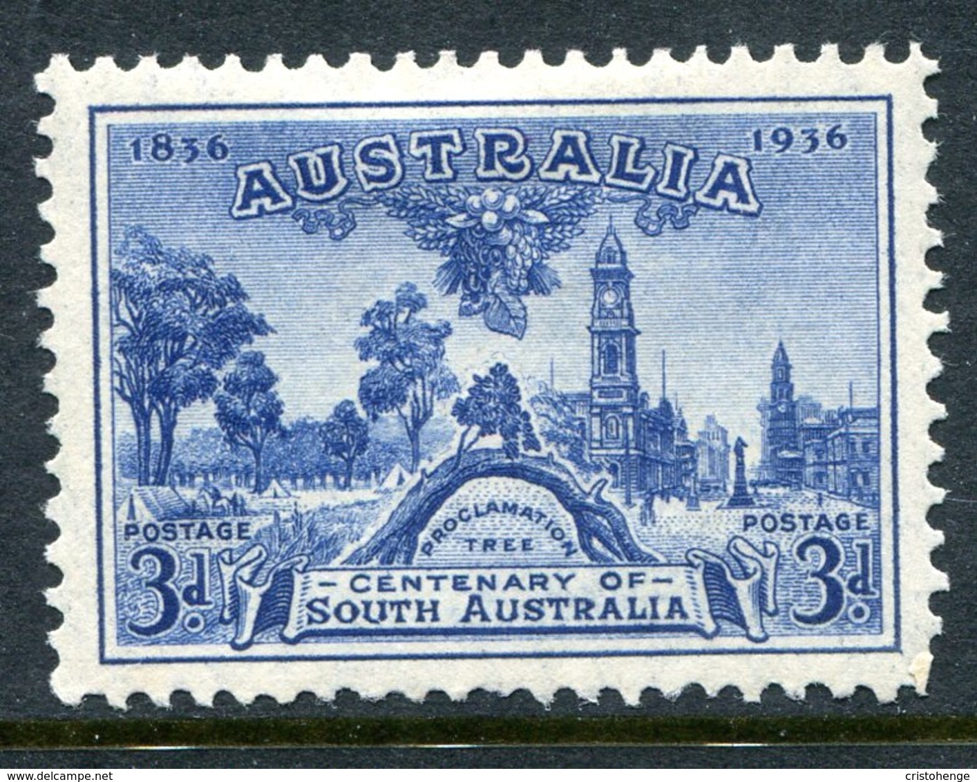 Australia 1936 Centenary Of South Australia - 3d Blue HM (SG 162) - Nuevos