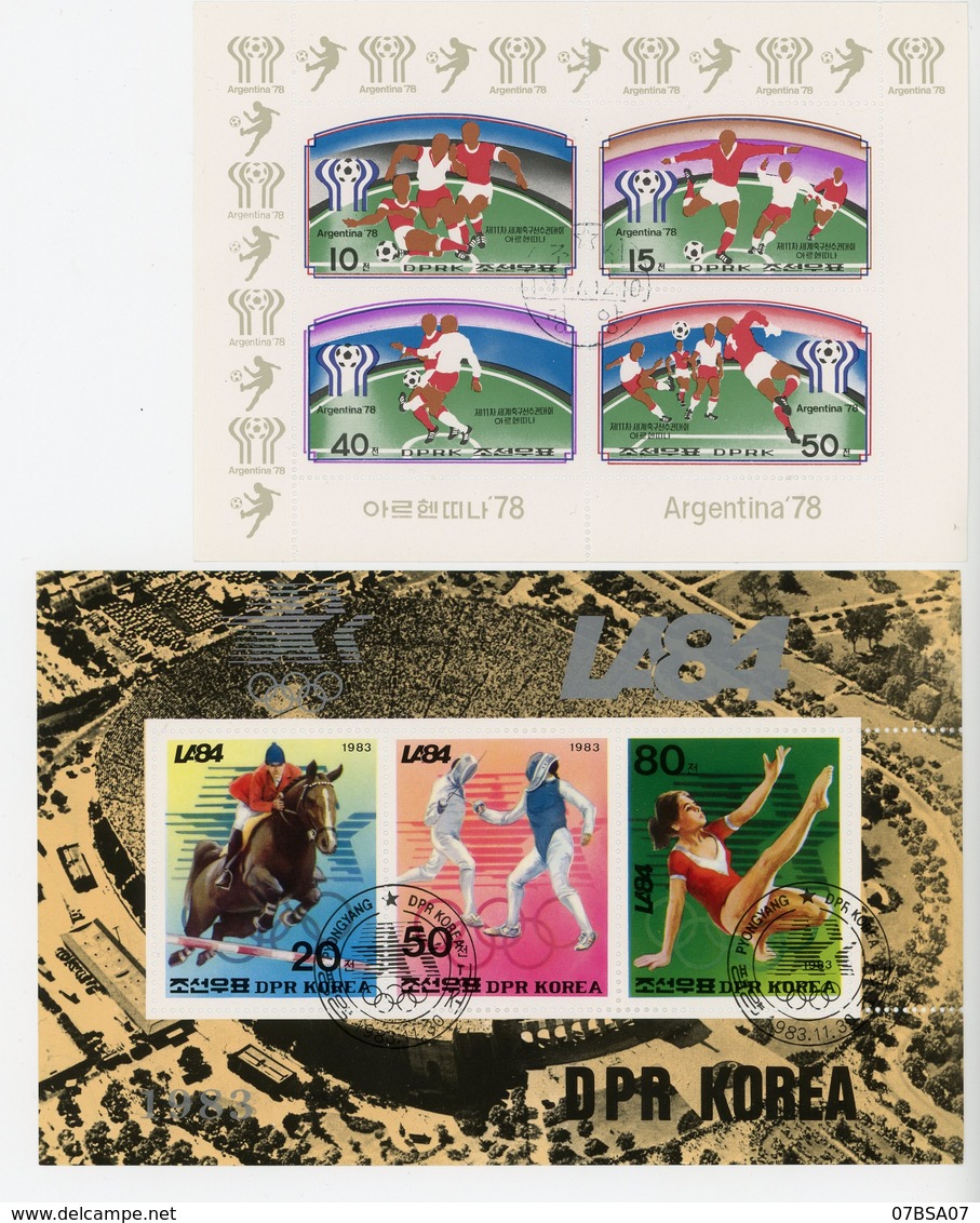 COREE NORD 1970/80 100 BLOCS OBLIT SPORT CROIX ROUGE J.O. FOOT TENNIS ANIMAUX AVION MUSIQUE SCANS  POIDS 245 GRAMMES SAN - Collections (en Albums)