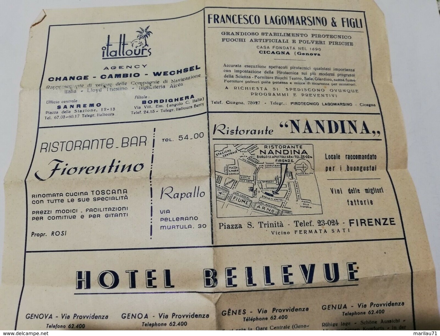 8204 Orario SATI AUTOLINEE GENOVA TIGULLIO 1955 PUBBLICITARIO - Dépliants Turistici