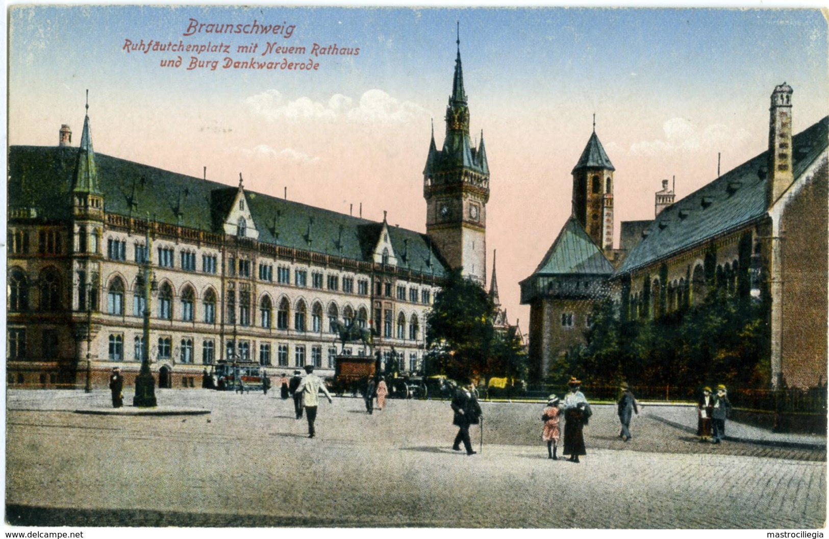 GERMANIA  NIEDERSACHSEN  BRAUNSCHWEIG  Ruhfäutchenplatz Mit Neuem Rathaus Und Burg Dankwarderode  Feldpost 1918 - Braunschweig