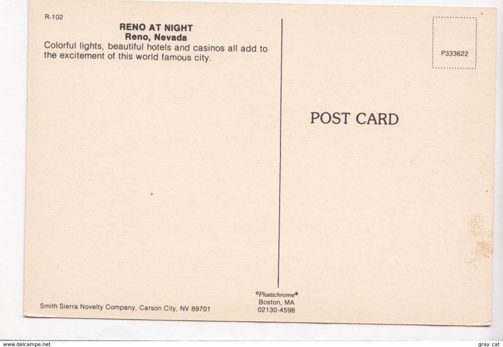 RENO At Night, Nevada, Unused Postcard [23277] - Reno