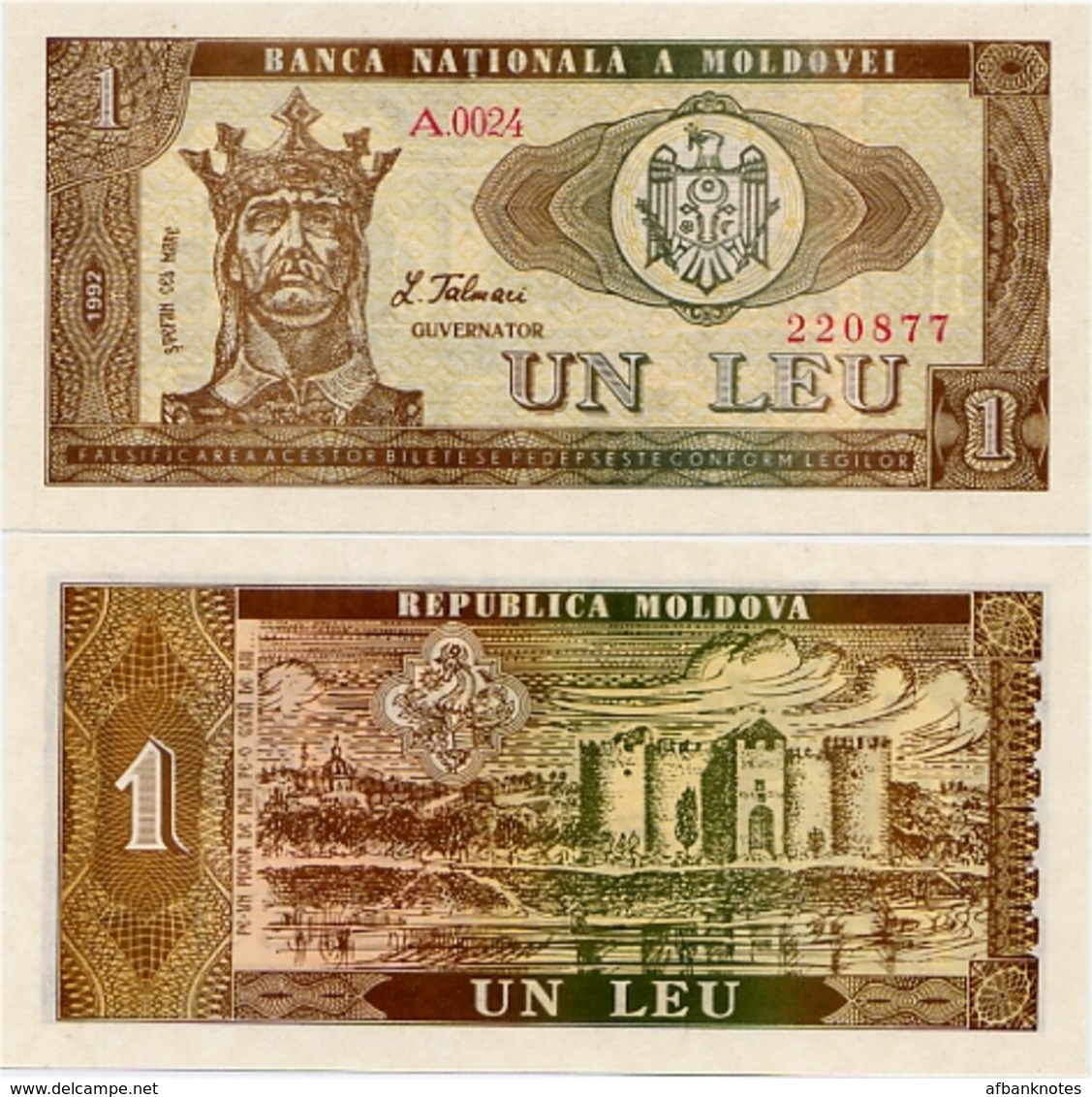 MOLDOVA       1 Leu        P-5       1992       UNC - Moldavia