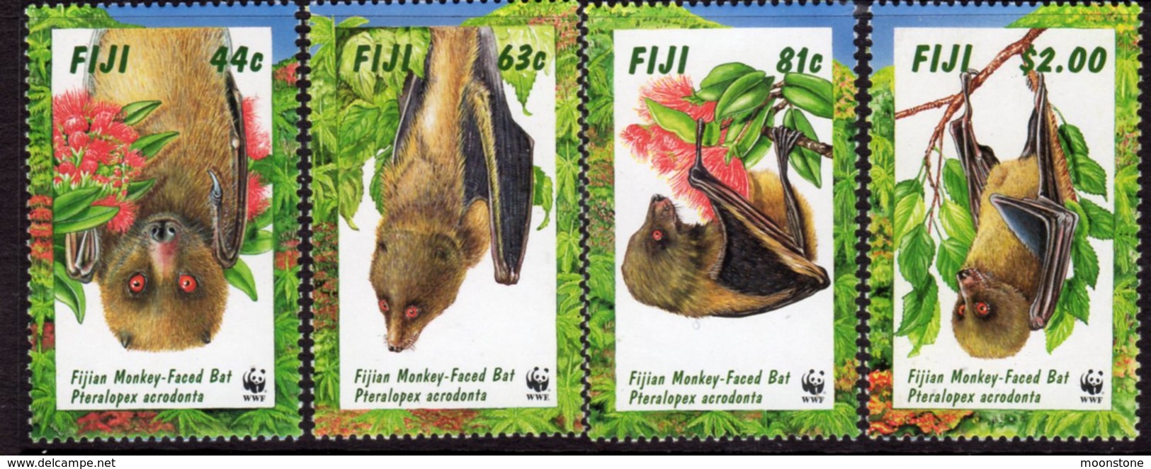 Fiji 1997 Endangered Species, Bats Set Of 4, MNH, SG 986/9 (BP2) - Fiji (1970-...)