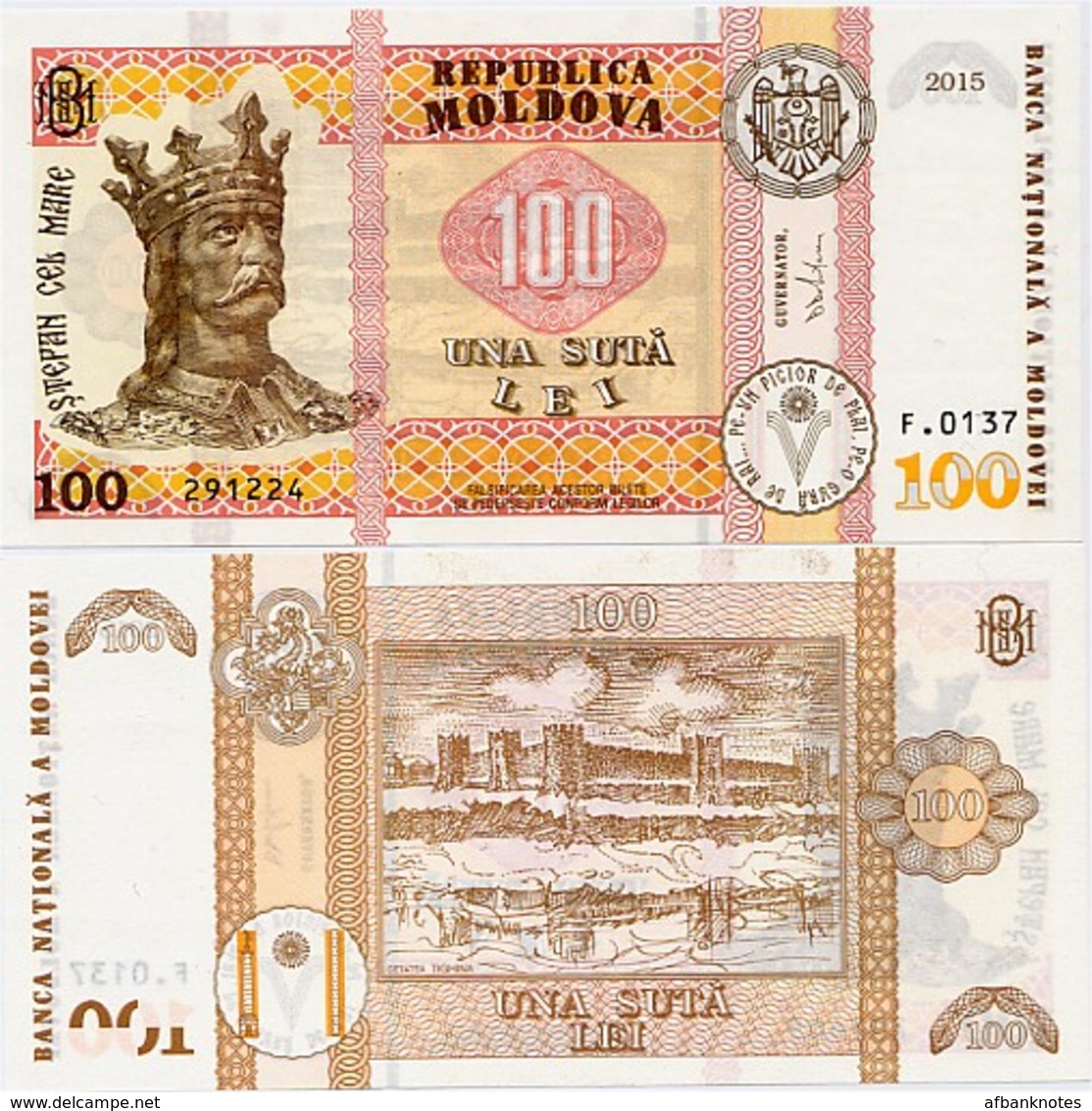 MOLDOVA       100 Lei         P-25       2015       UNC - Moldavia