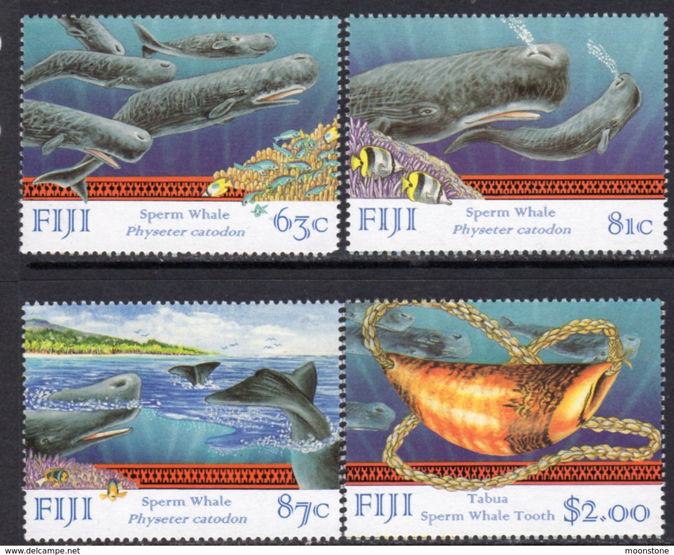 Fiji 1998 Sperm Whales Set Of 4, MNH, SG 1021/4 (BP2) - Fiji (1970-...)