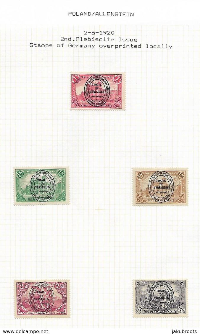 2-6-1920 PLEBISCITE  ISSUE - Unused Stamps