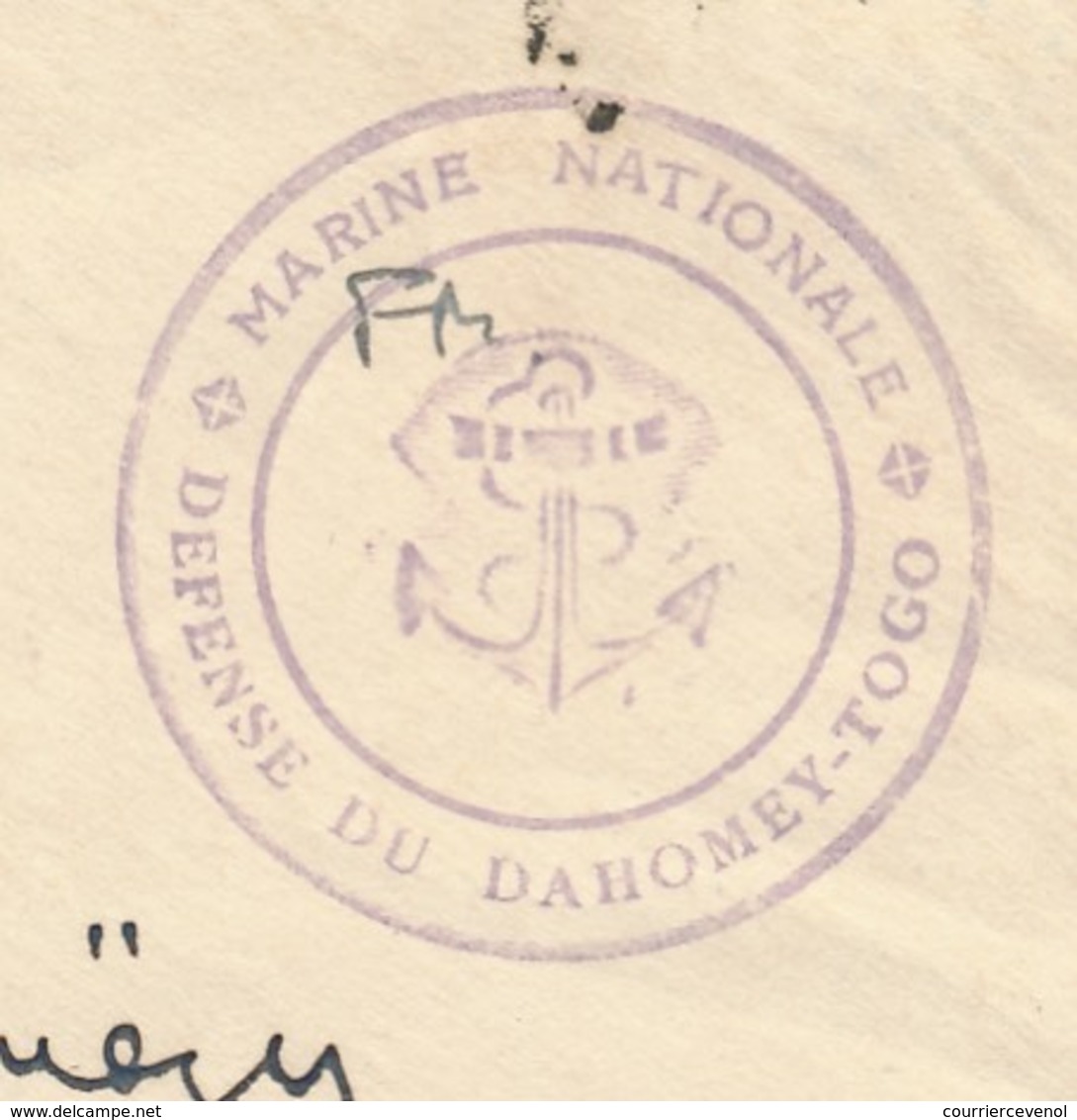 DEVANT D'Enveloppe - Depuis Cotonou - Cachet Violet "Marine Nationale Défense Du Dahomey-Togo" - Année ? - Poste Navale