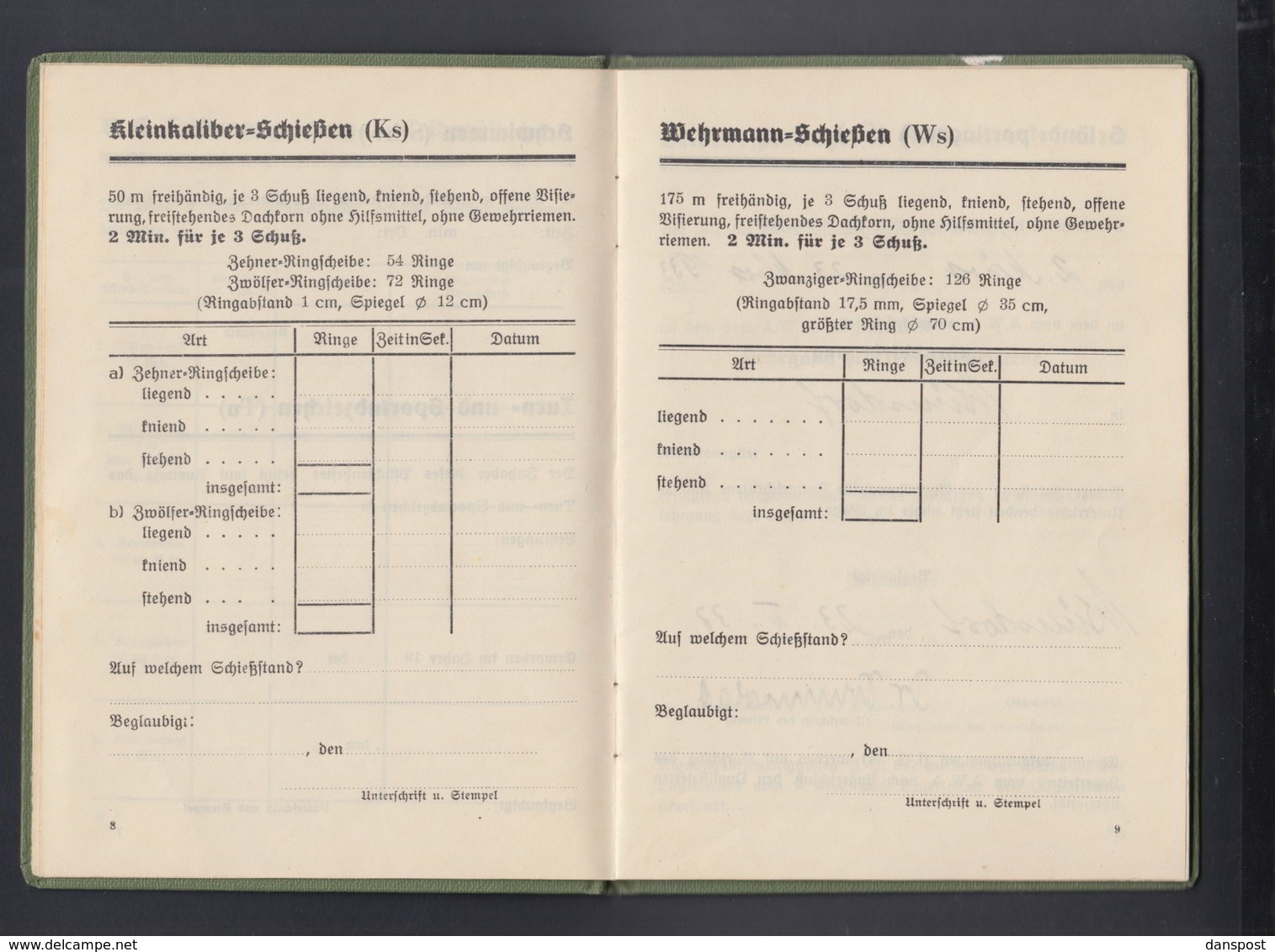 Dt. Reich Allgemeines Wehramt der studentischen Korporationsverbände Pflichtheft 1933