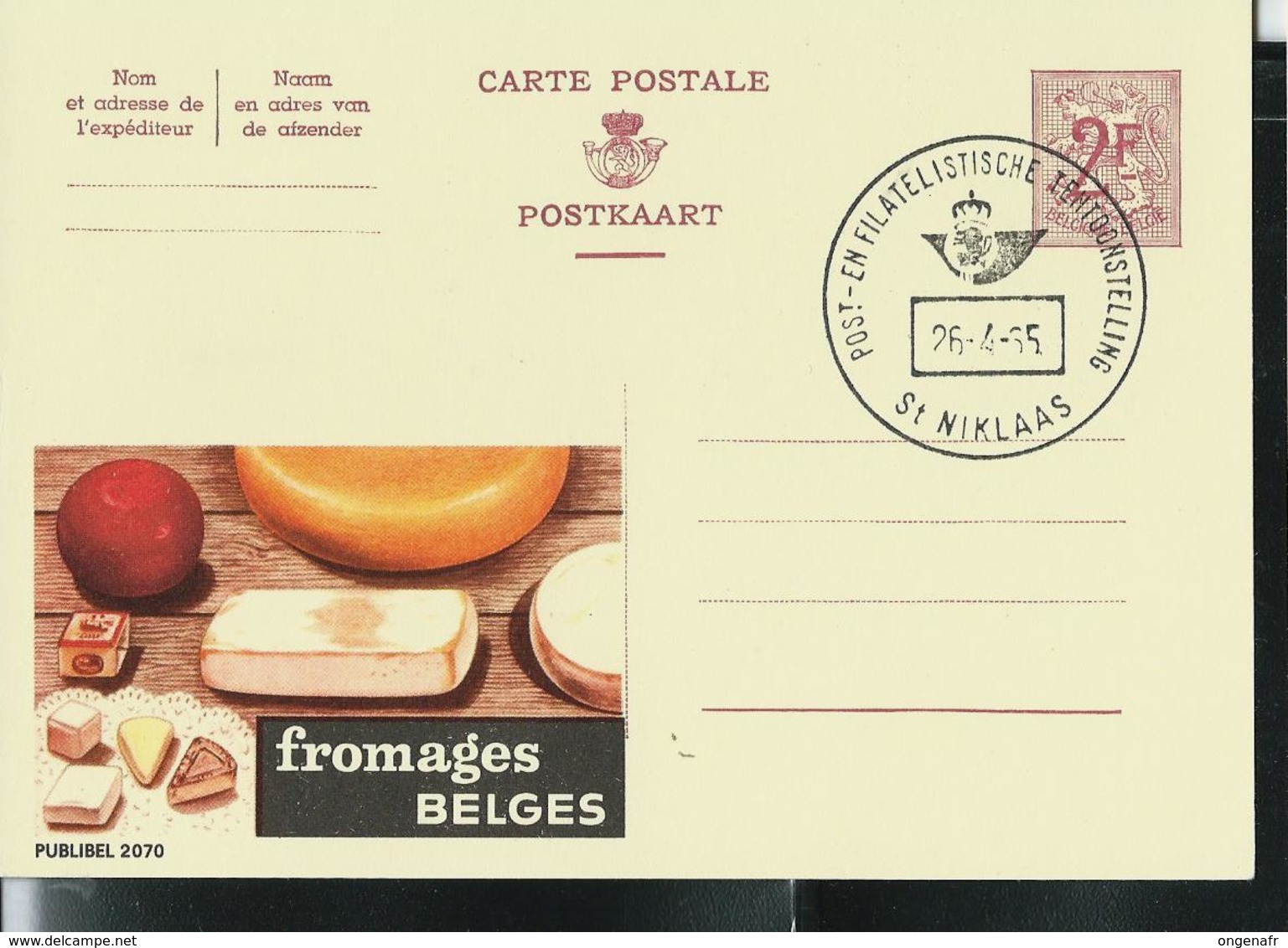 Publibel Obl. N° 2070 ( Fromages BELGES)  Obl. St Niklaas  26/04/65 - Publibels