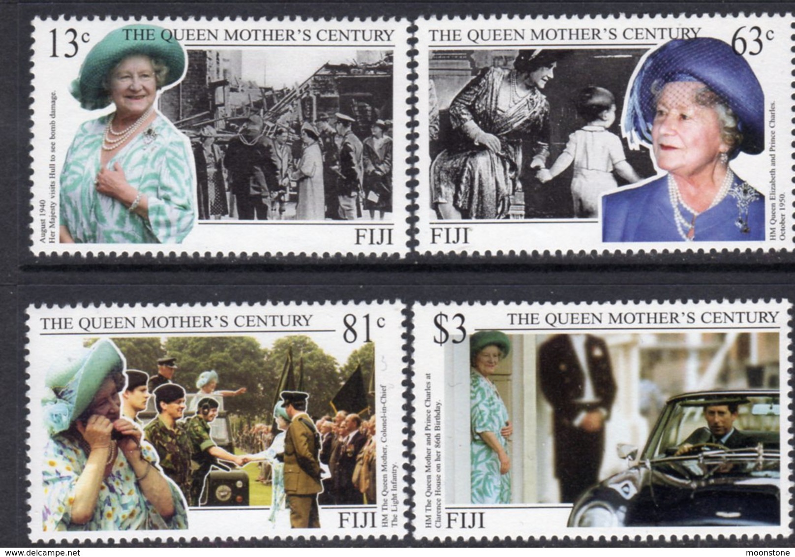 Fiji 1999 Queen Mother's Century Set Of 4, MNH, SG 1059/62 (BP2) - Fiji (1970-...)