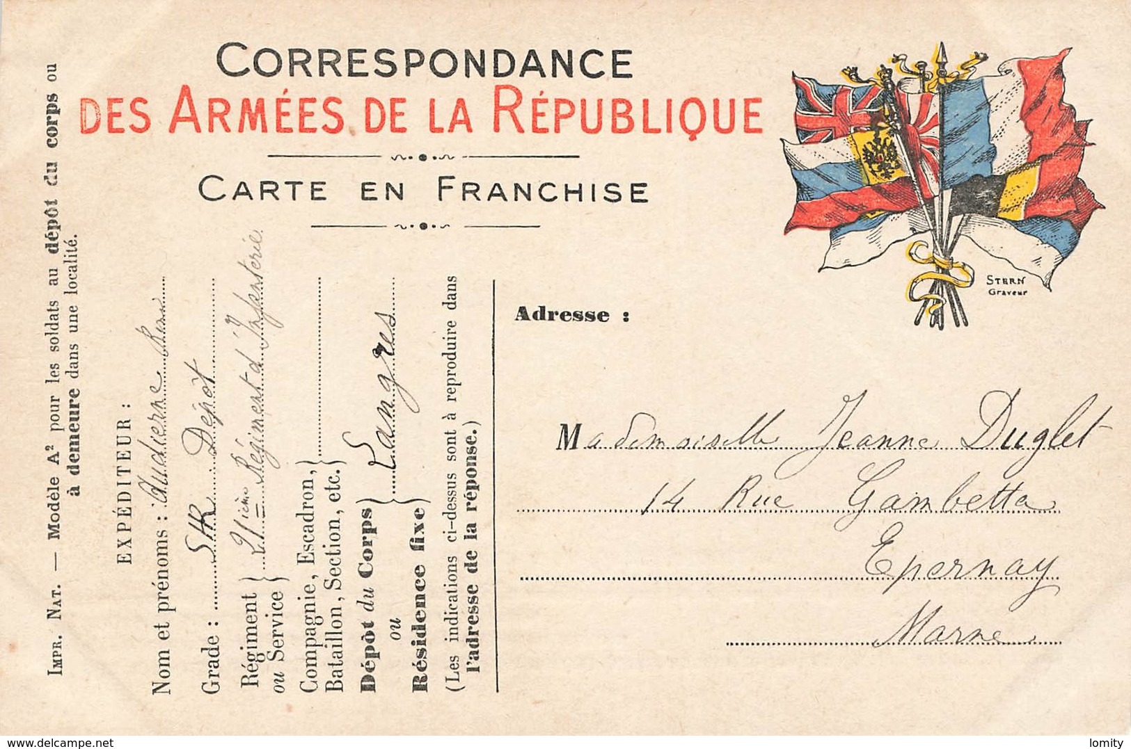 Carte Correspondance Franchise Militaire 1915 Article Presse Relatant Mort Ducros Sous Lieutenant 158 Rgt Infanterie - WW I