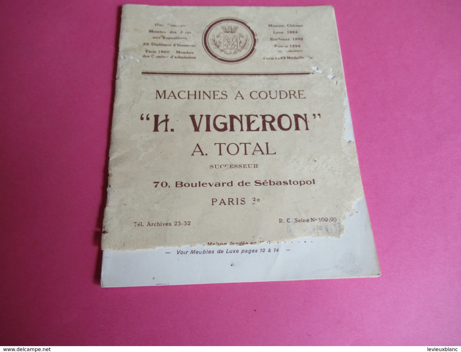 Catalogue/Machine à Coudre H VIGNERON/A Total Successeur/70 Bd Sébastopol/Paris/Machat/Brive/Corréze/Vers 1920 CAT246 - Autres & Non Classés