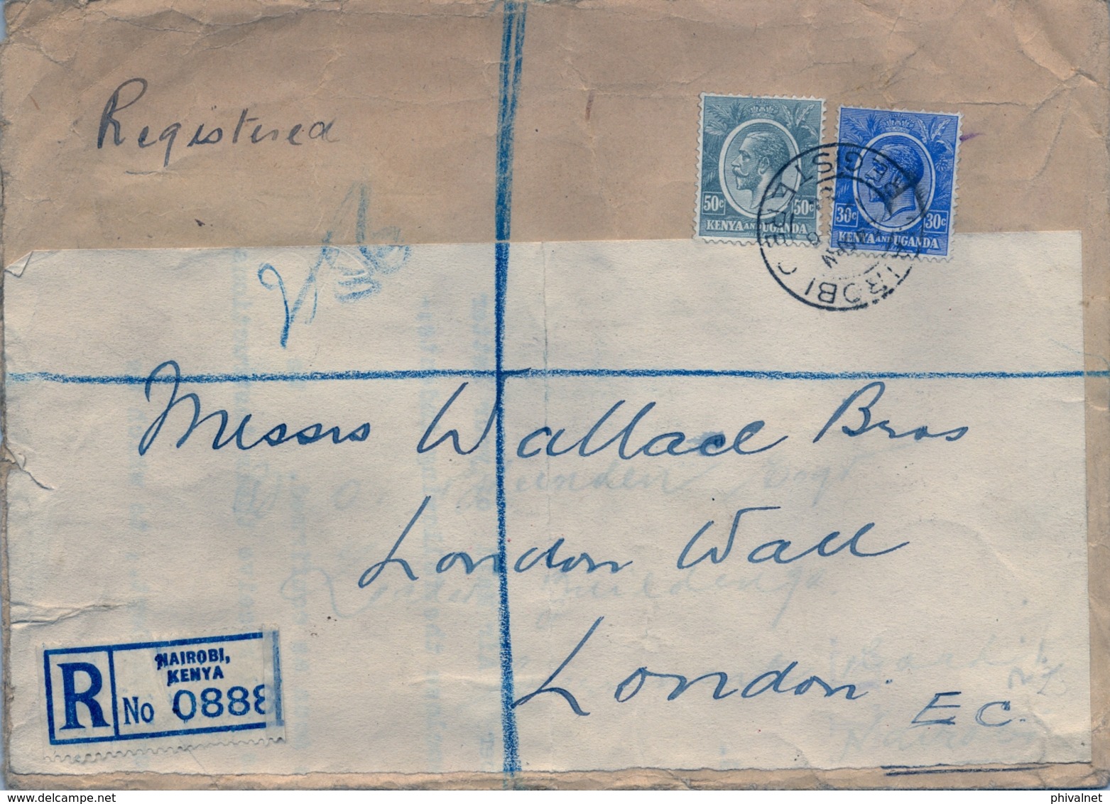 1934 , KENYA - UGANDA , SOBRE CERTIFICADO ENTRE NAIROBI Y LONDRES - Kenya & Oeganda