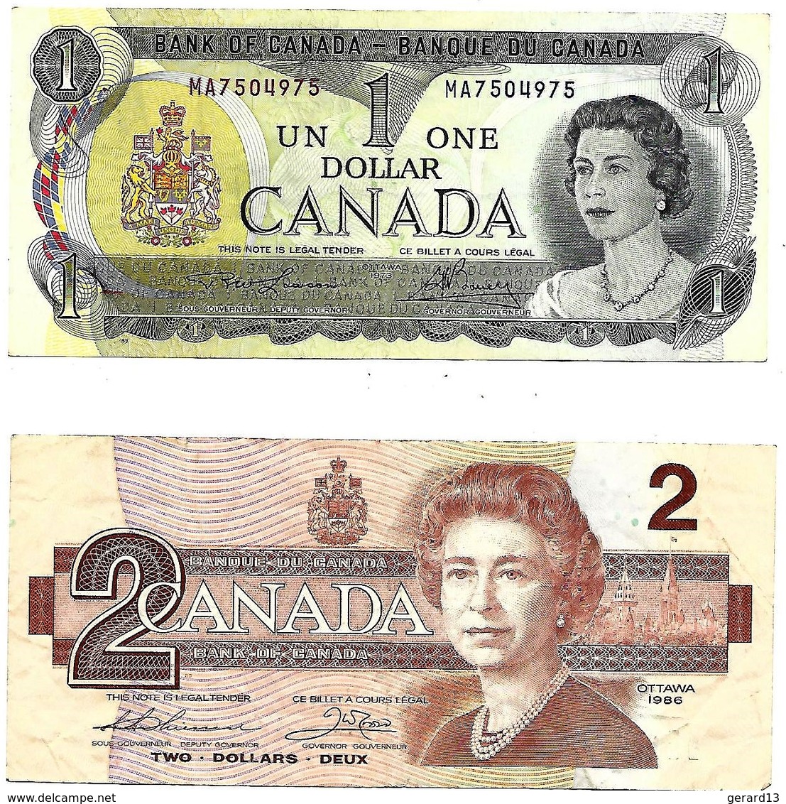 CANADA 2 Billets De 1 Et 2 Dollars TBE - Canada