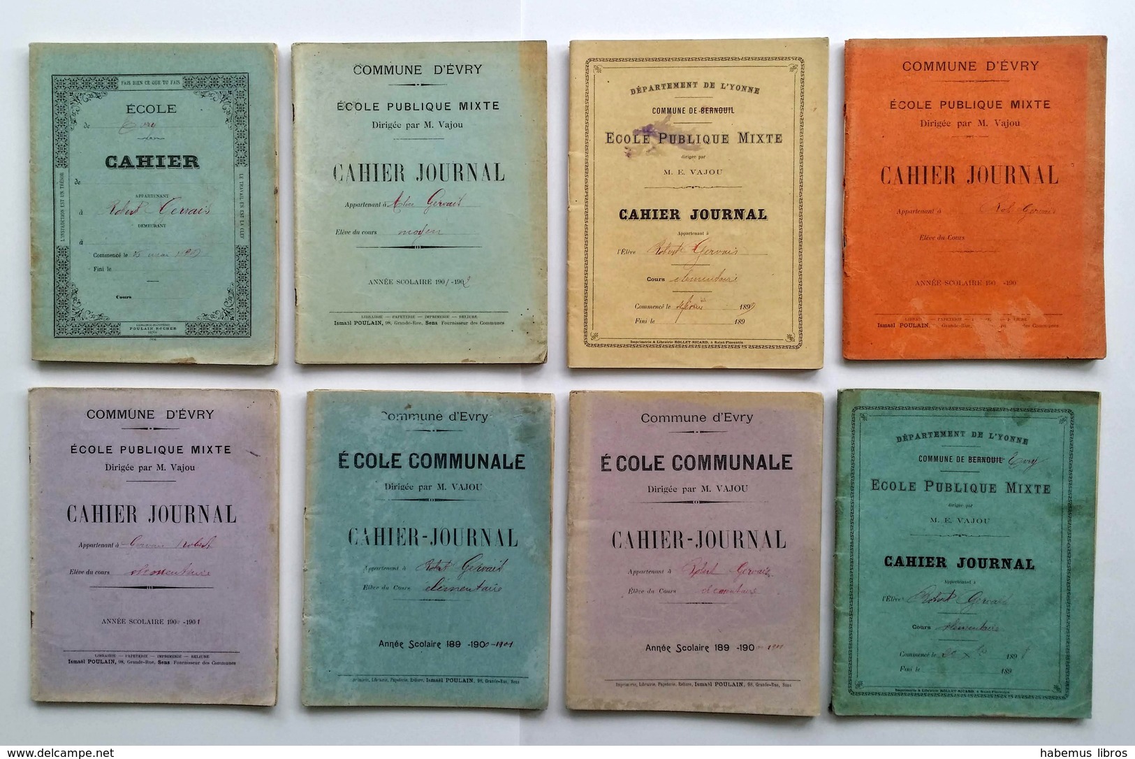 Lot De 8 Cahiers D'écolier Manuscrits, 1898, 1899, 1900, 1901, 1902, 1905. Education, Ancien - 6-12 Jaar