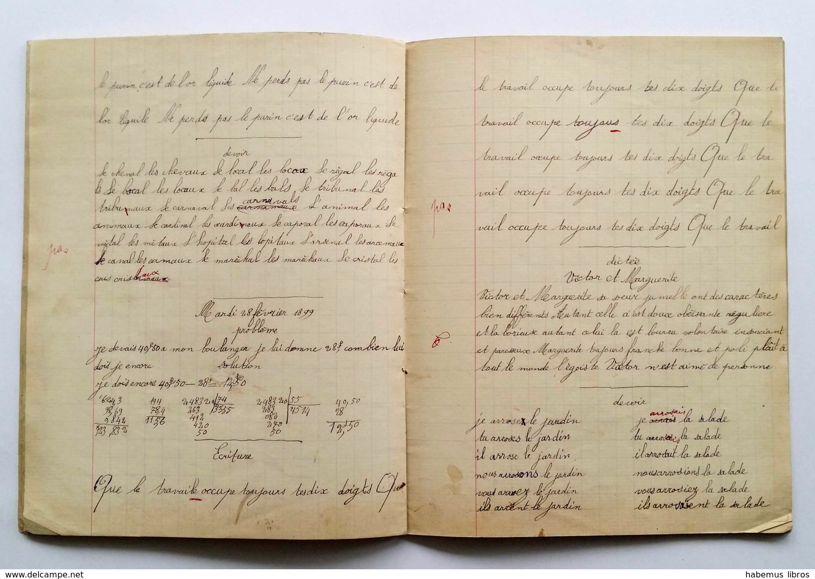 Lot De 8 Cahiers D'écolier Manuscrits, 1898, 1899, 1900, 1901, 1902, 1905. Education, Ancien - 6-12 Ans