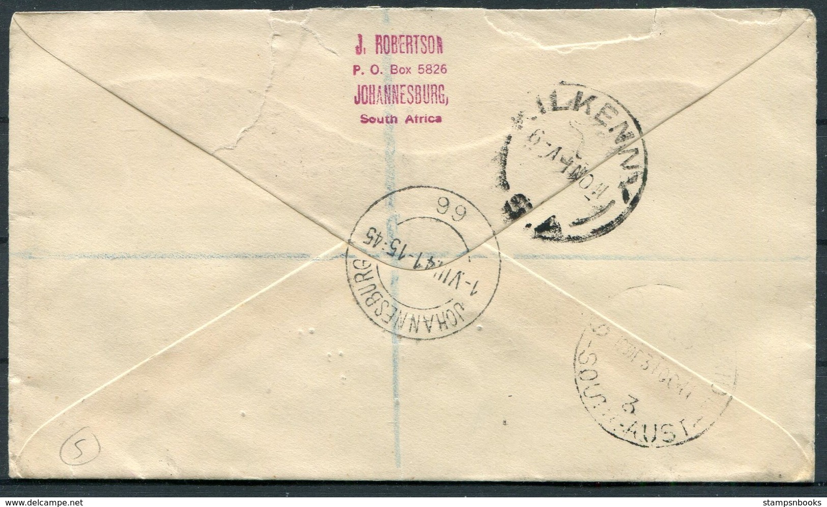 1941 South Africa, Johannesburg Registered First Day Cover - Kilkenny Australia - Brieven En Documenten