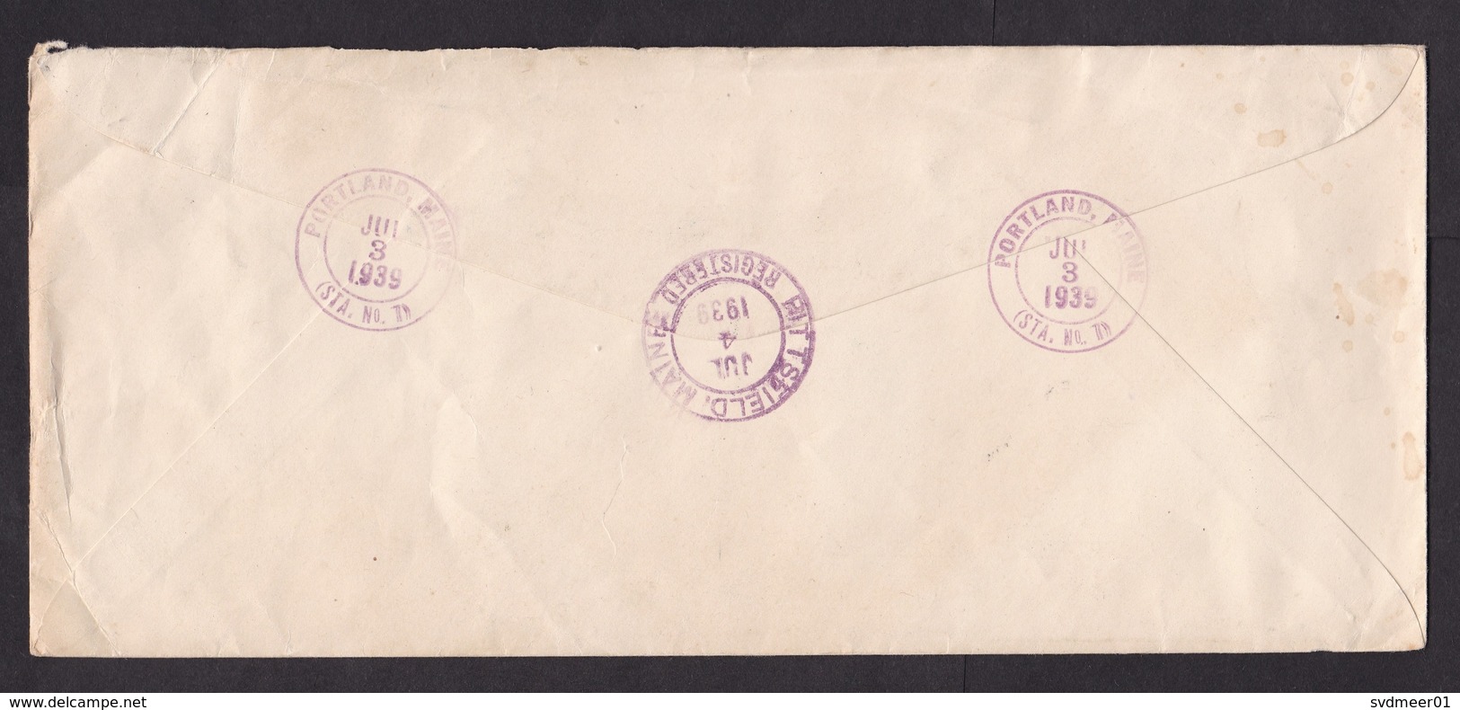 USA: Registered Stationery Cover, 1939, Extra Stamp, Bold Aid Cancel?, Portland, Return Receipt Fee Paid (damaged) - Brieven En Documenten