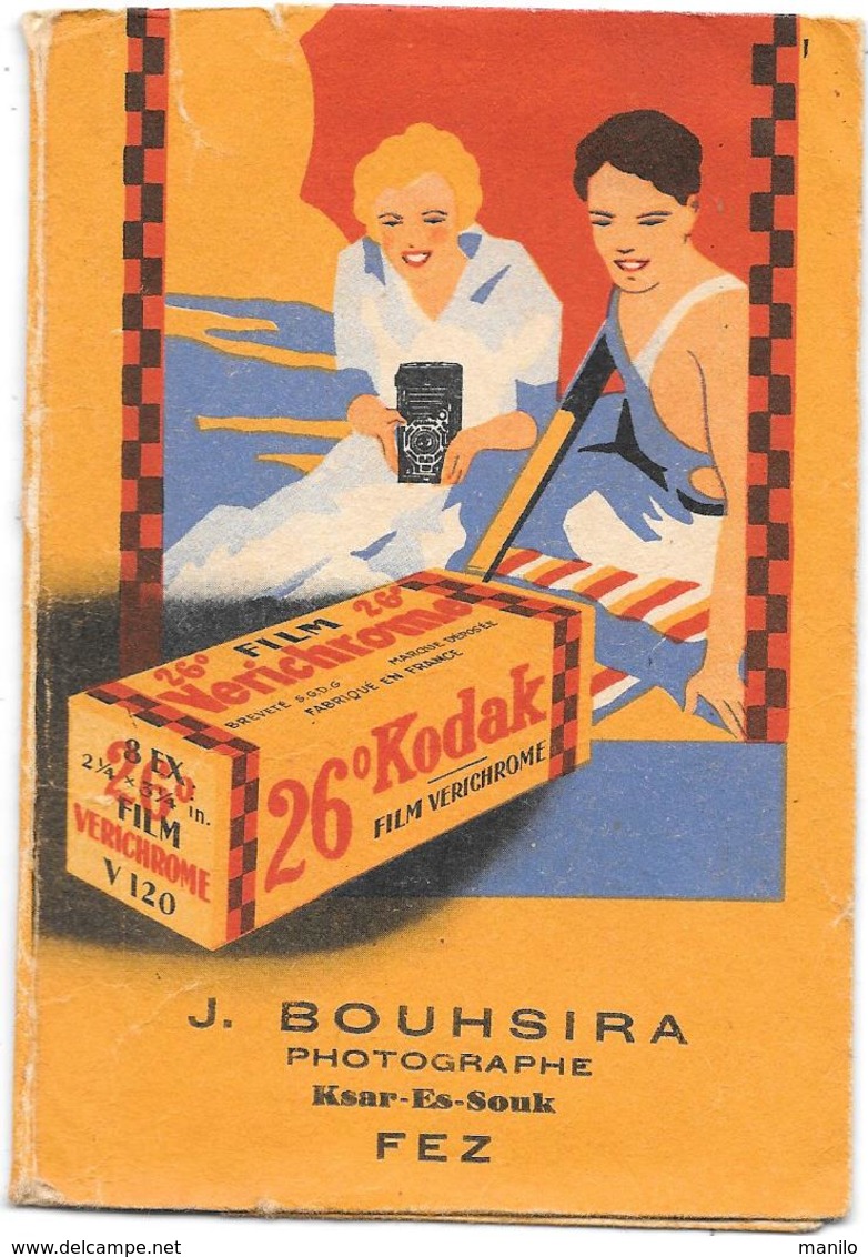 Ancienne POCHETTE Publicitaire  Vide De NEGATIFS PHOTOS KODAK - J.BOUHSIRA Ksar Es Souk à FEZ - Autres & Non Classés