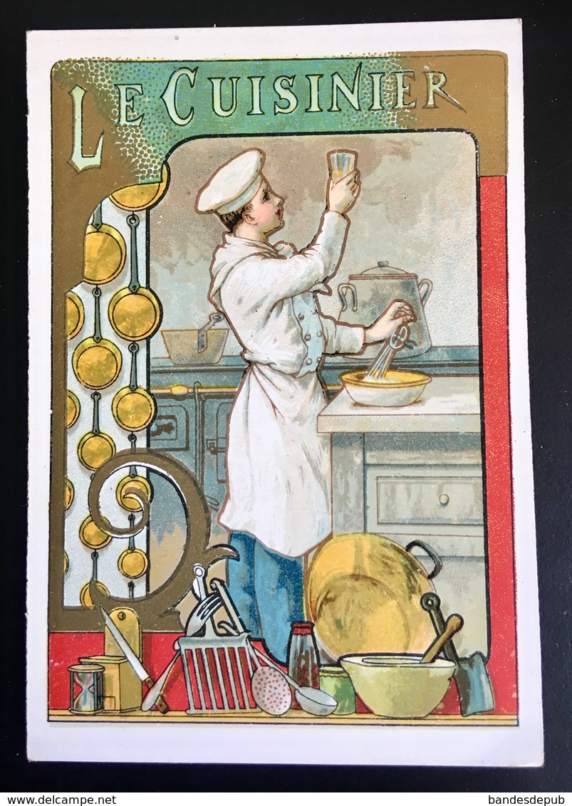 Cambrai Boulangère Cuisinier Cuisine Fourneau Sablier Ustensiles Cuivre Chromo Didactique Art Nouveau Vitrail Dorée - Other & Unclassified