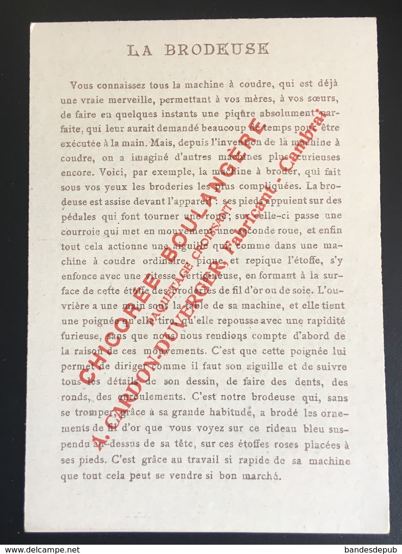 Cambrai Boulangère Métier Brodeuse Machine à Broder Coudre  Chromo Didactique Art Nouveau Vitrail Dorée - Altri & Non Classificati