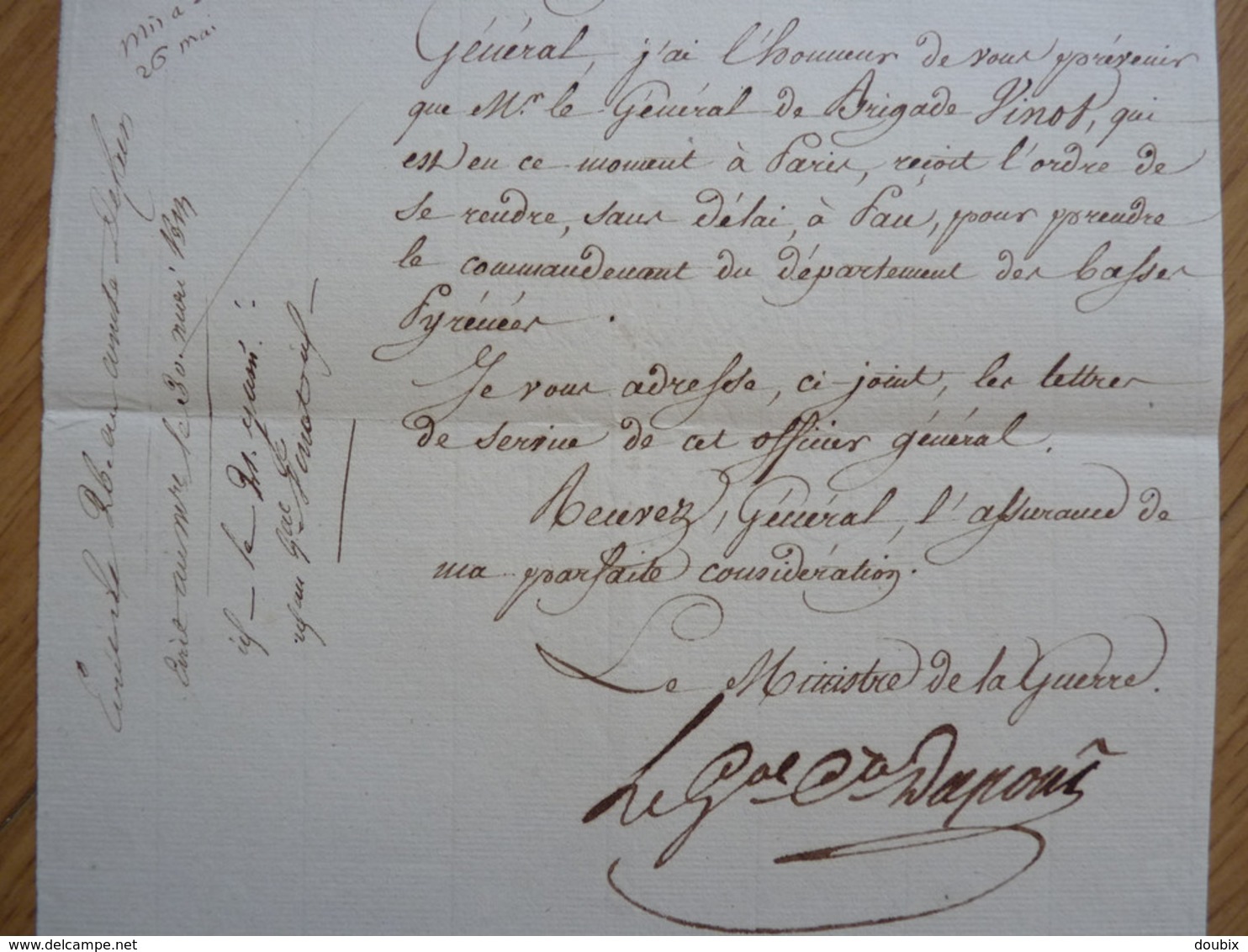 GENERAL Empire. DUPONT De L'ETANG (1765-1840) Commandement PAU (Basses Pyrénées). Ministre LOUIS XVIII. AUTOGRAPH - Other & Unclassified