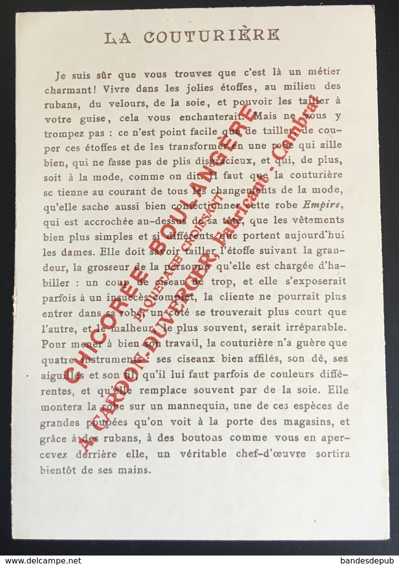 Cambrai Boulangère Métier Couturière Mannequin Robe Empire Ciseaux  Chromo Didactique Art Nouveau Vitrail Dorée - Other & Unclassified