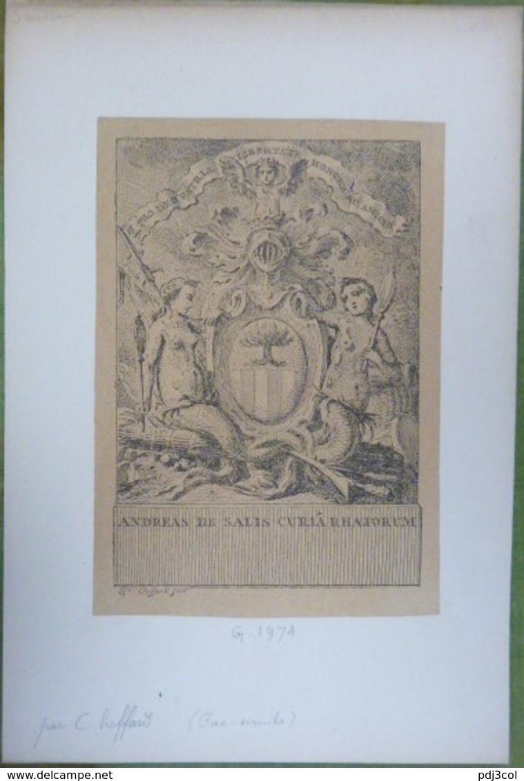 SUISSE - Gravure Héraldique XIXème - Aux Armes De Andreas De SALIS - Ex-libris