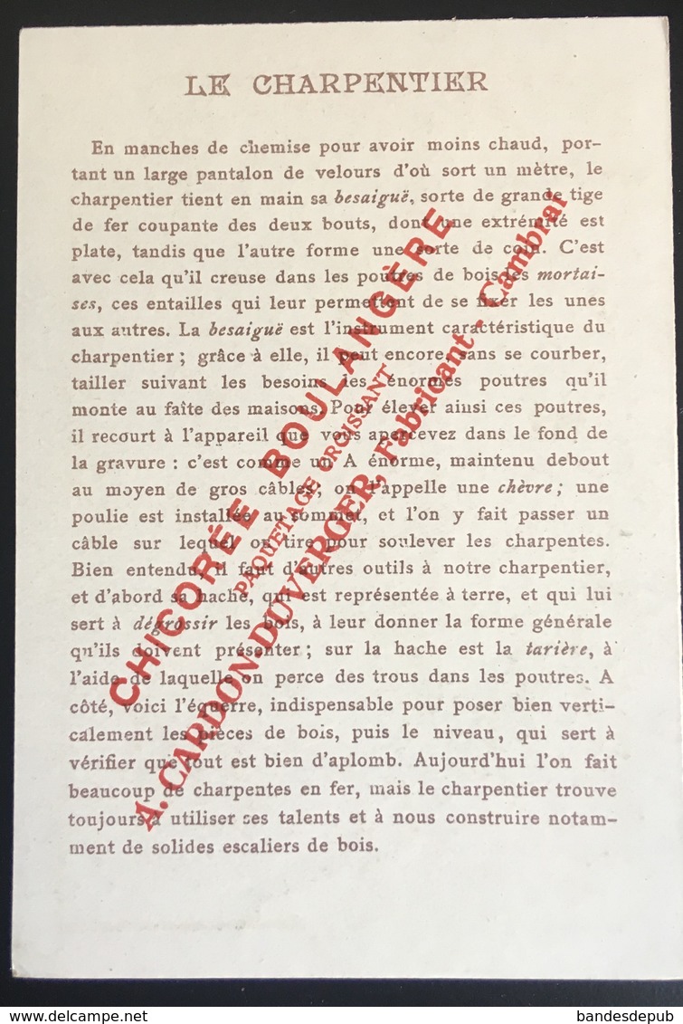 Cambrai Boulangère Métier Bâtiment Charpentier  Chromo Didactique Art Nouveau Vitrail Dorée - Other & Unclassified