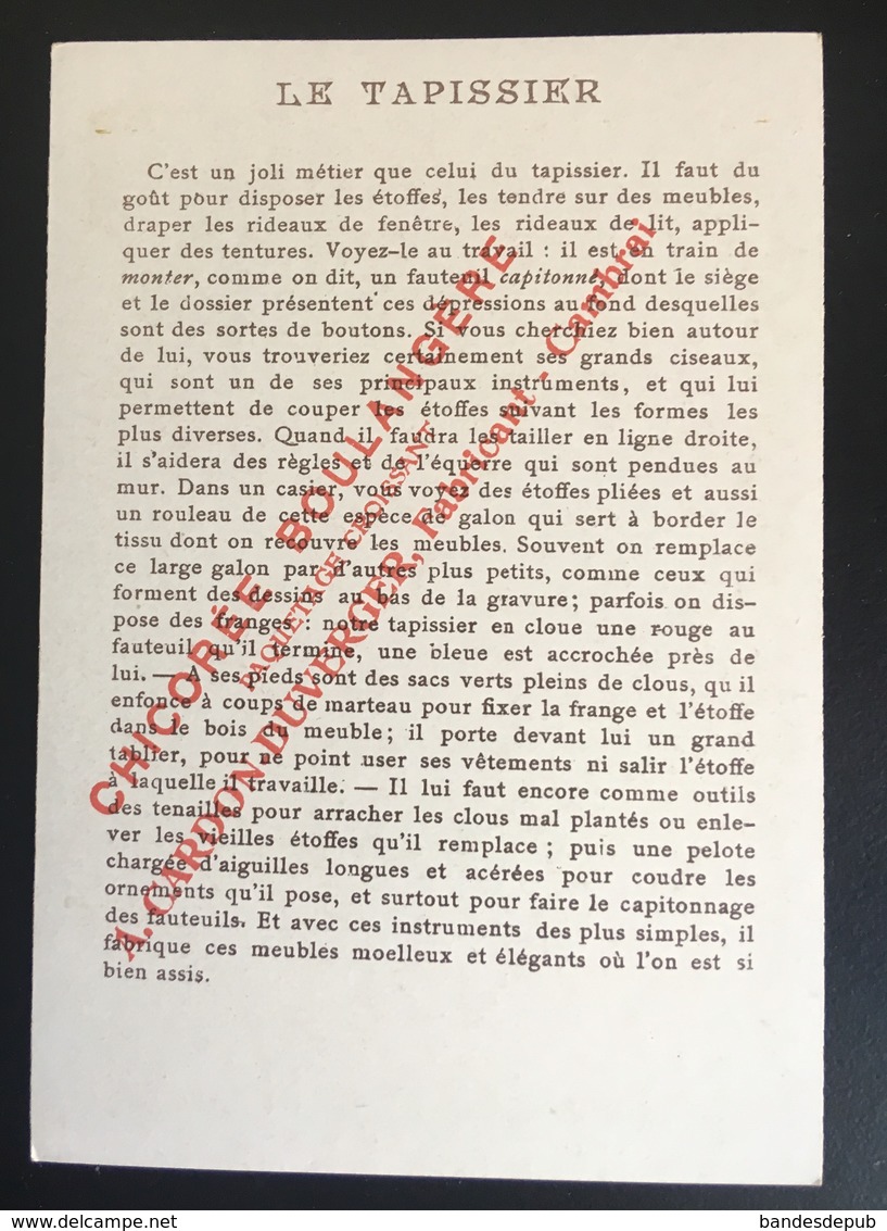 Cambrai Boulangère Métier Tapissier Fauteuil Clous Marteau  Chromo Didactique Art Nouveau Vitrail Dorée - Other & Unclassified